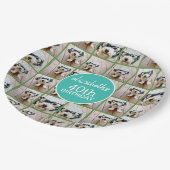 ユニークな6枚の写真コラージュ - ハッピーバースデーブルーグリーン ペーパープレート (アングル)