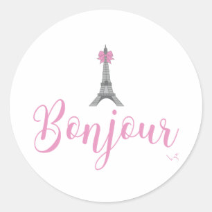 ユニークなBonjourエッフェルタワーの弓 ラウンドシール