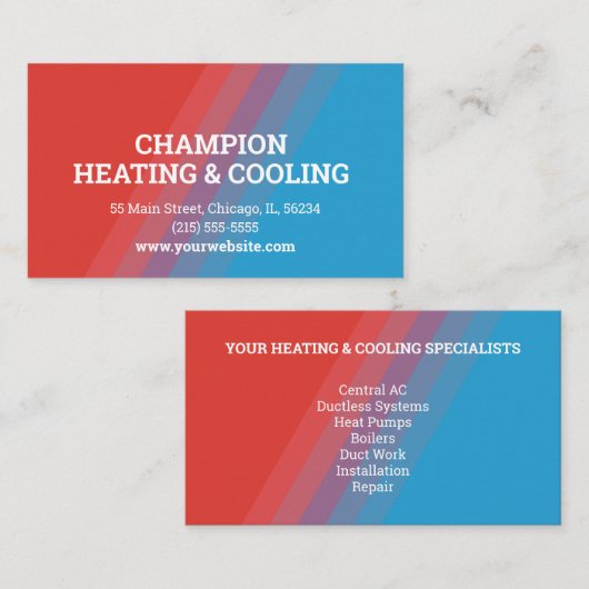 ユニークなHVACの赤および青 名刺 (正面/裏面)