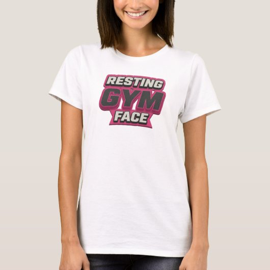 ユニークなRESTING GYM FACE ステートメントデザイン Tシャツ (正面)