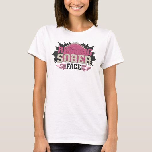 ユニークなRESTING SOBER FACE デザイナー グラフィック Tシャツ (正面)