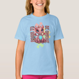 ユニークに生まれてきたことを祝福 キュートなピンクのドラゴン - インスピレーション Tシャツ
