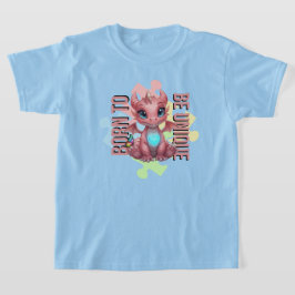 ユニークに生まれてきたことを祝福 キュートなピンクのドラゴン - インスピレーション Tシャツ