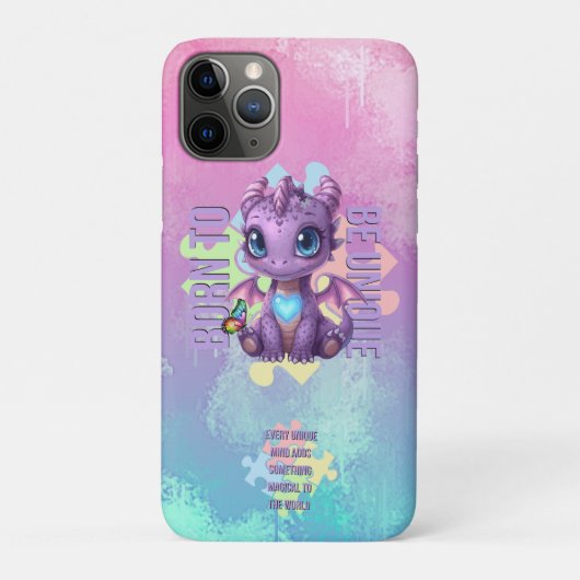 ユニークに生まれてきた – かわいい紫色のドラゴン Case-Mate iPhoneケース (裏)