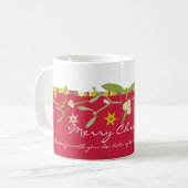 ユニークに設計された赤い感謝していクリスマグ マグカップ (正面左)