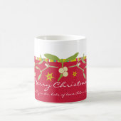 ユニークに設計された赤い感謝していクリスマグ マグカップ (中央)