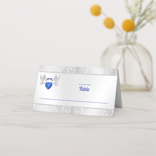 ユニークの座席表と愛とハート プレイスカード (裏面)