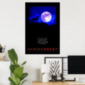 ユニークやる気を起こさせる達成ウルフプリント ポスター (ホームオフィス)