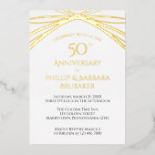 ユニークアーチゴールデン50結婚周年記念パーティー 箔招待状 (正面)