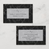 ユニークイニシャル書道ロゴ大理石ブランディング 名刺 (正面/裏面)