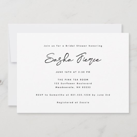 ユニークエレガントおもしろいKidフォトブライダルシャワー 招待状 (裏面)