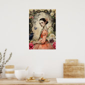 ユニークエレガントビクトリアンゴシックガールフローラガーデン ポスター (キッチン)