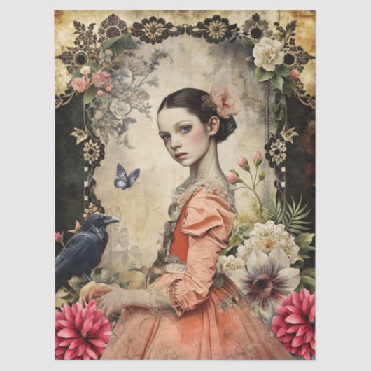 ユニークエレガントビクトリアンゴシックガールフローラガーデン 薄葉紙 (正面)