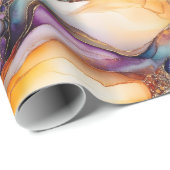 ユニークエレガントモダン抽象芸術金ゴールド紫 ラッピングペーパー (ロールコーナー)