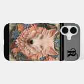 ユニークオオカミと花モノグラム iPhoneケース (裏面横)