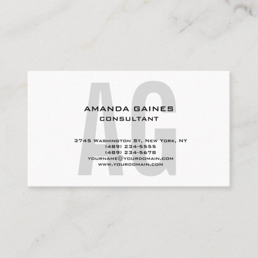 ユニークオリジナルグクラシカルレーモノグラムホワイト 名刺 (正面)