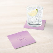 ユニークオーバーラッピングモノグラム | ソフトラベンダーピンク スクエアペーパーコースター (インサイチュ)
