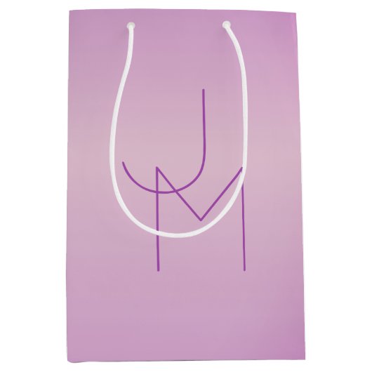 ユニークオーバーラッピングモノグラム | ソフトラベンダーピンク ミディアムペーパーバッグ (正面)