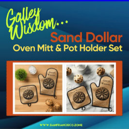 ユニークカスタマイズビーチサンドドルガレーウィズダム 鍋つかみ&鍋敷きセット