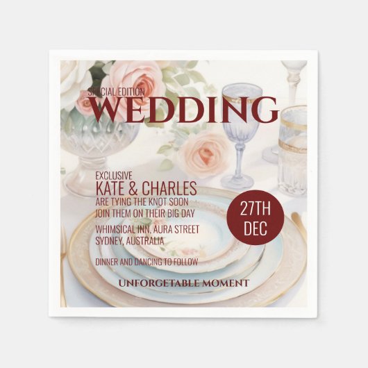 ユニークカスタムスタイル結婚ズ スタンダードカクテルナプキン (正面)