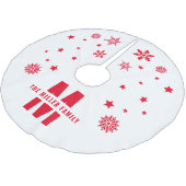 ユニークカスタムテンプレート名白い赤い星 ブラッシュドポリエステルツリースカート (アングル)