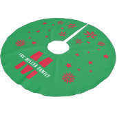 ユニークカスタムファミリ名テンプレート緑赤白 ブラッシュドポリエステルツリースカート (アングル)