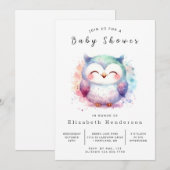 ユニークカスタムフクロウ赤ちゃん 招待状 (正面/裏面)