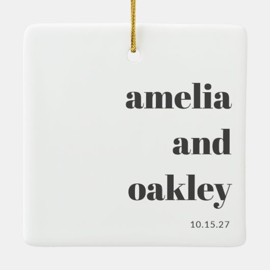 ユニークカスタム座席表冬のクリスマス結婚の セラミックオーナメント (裏面)