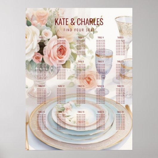 ユニークカスタム雑誌社のスタイル結婚の座席表 ポスター (正面)