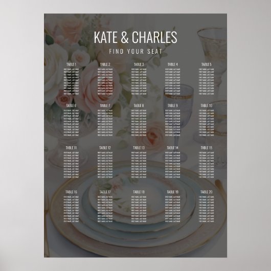 ユニークカスタム雑誌社のスタイル結婚の座席表 ポスター (正面)