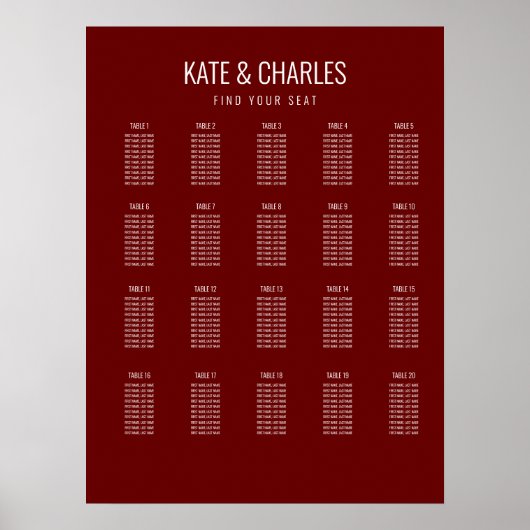 ユニークカスタム雑誌社のスタイル結婚の座席表 ポスター (正面)
