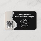 ユニークカスタムQrコードブラック名刺 名刺 (正面)
