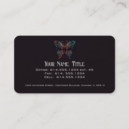 ユニークカラフルかわいらし蝶 名刺 (裏面)