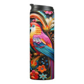 ユニークカラフルとエキゾチックな3D鳥と花 タンブラー (回転右)