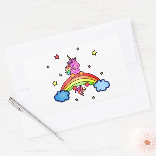 ユニークカラフルのステッカー子供へ 長方形シール (封筒)