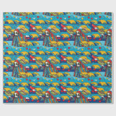 ユニークカラフルエイリアン食べのタコス包み紙 ラッピングペーパー (フラット)