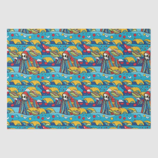 ユニークカラフルエイリアン食べのタコス 薄葉紙 (正面)