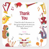 ユニークカラフルミュージカル赤ちゃんシャワーありがとう スクエアシール (正面)