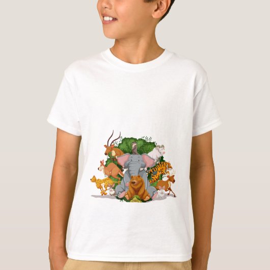 ユニークカラフル動物模様 Tシャツ (正面)