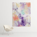 ユニークカラフル抽象芸術ブラシ絵画ア キャンバスプリント<br><div class="desc">紫お洒落芸術的、オレンジ、ミントグリーン、バイオレットと白の色の抽象芸術のブ絵を描ラシパターン。このデザインをインテリアのデコつるア色と壁の色に合わせる!</div>