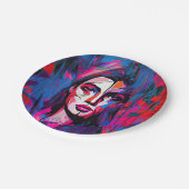 ユニークカラフル抽象芸術レディ顔絵を描ズ ペーパープレート (アングル)