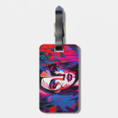 ユニークカラフル抽象芸術レディ顔絵を描ズ ラゲッジタグ (裏面縦)