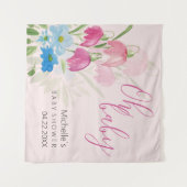 ユニークカラフル春の花 タペストリー (正面(横))