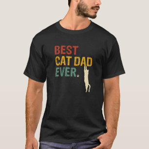 ユニークキュイ最高のネコパパエバーヴィンテージレトロ夕日 Tシャツ
