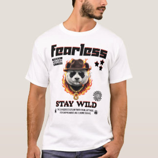 ユニークギャングスターパンダアーバンストリートウェアアート Tシャツ