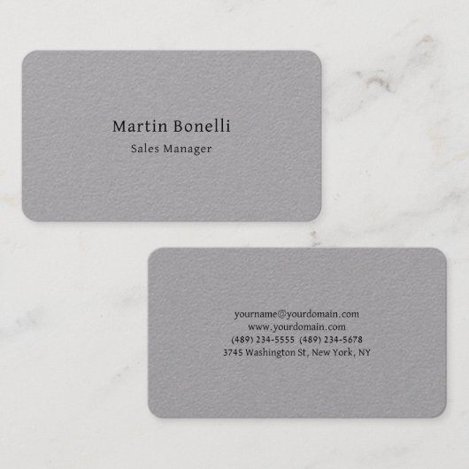 ユニーククラシカルシンプルグレー両面 名刺 (正面/裏面)