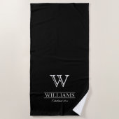 ユニーククラシックエレガントモノグラム姓 ビーチタオル (正面)