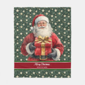 ユニーククラシックカスタム水カラーサンタブランケット フリースブランケット (正面)
