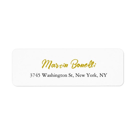 ユニーククラシックシンプル金ゴールド色名書道 ラベル (正面)