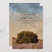 ユニーククリエイティブ素朴ツリーラベ結婚ンダー 招待状 (正面/裏面)